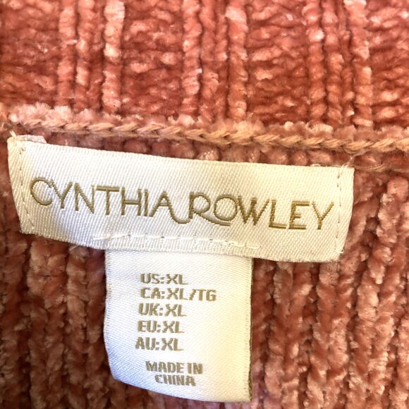 Dusty Rose Chenille Mock Neck XL Sweater Balloon Sleeves Cottagecore Soft Boho - Picture 7 of 12